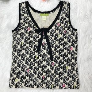 Sigrid Olsen Silk Blend Knit Shell  Graphic Print